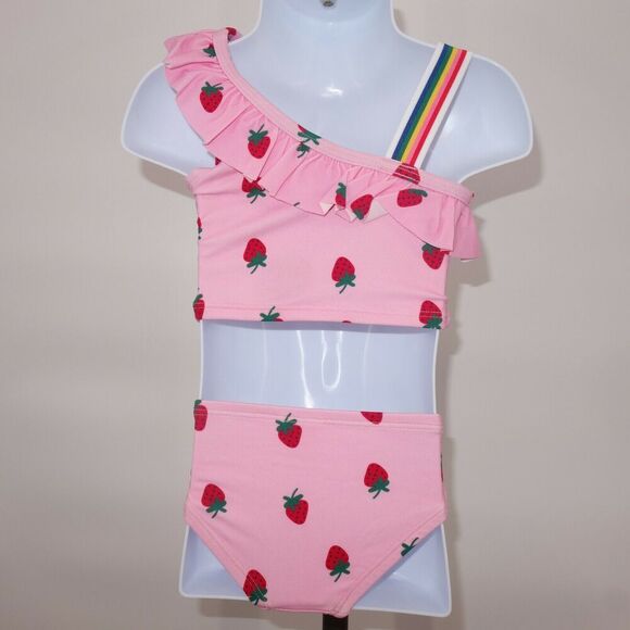 NEW Hanna Andersson Pink Strawberry Ruffle Tankini Swimsuit Size 80 18-24 months - Picture 5 of 9